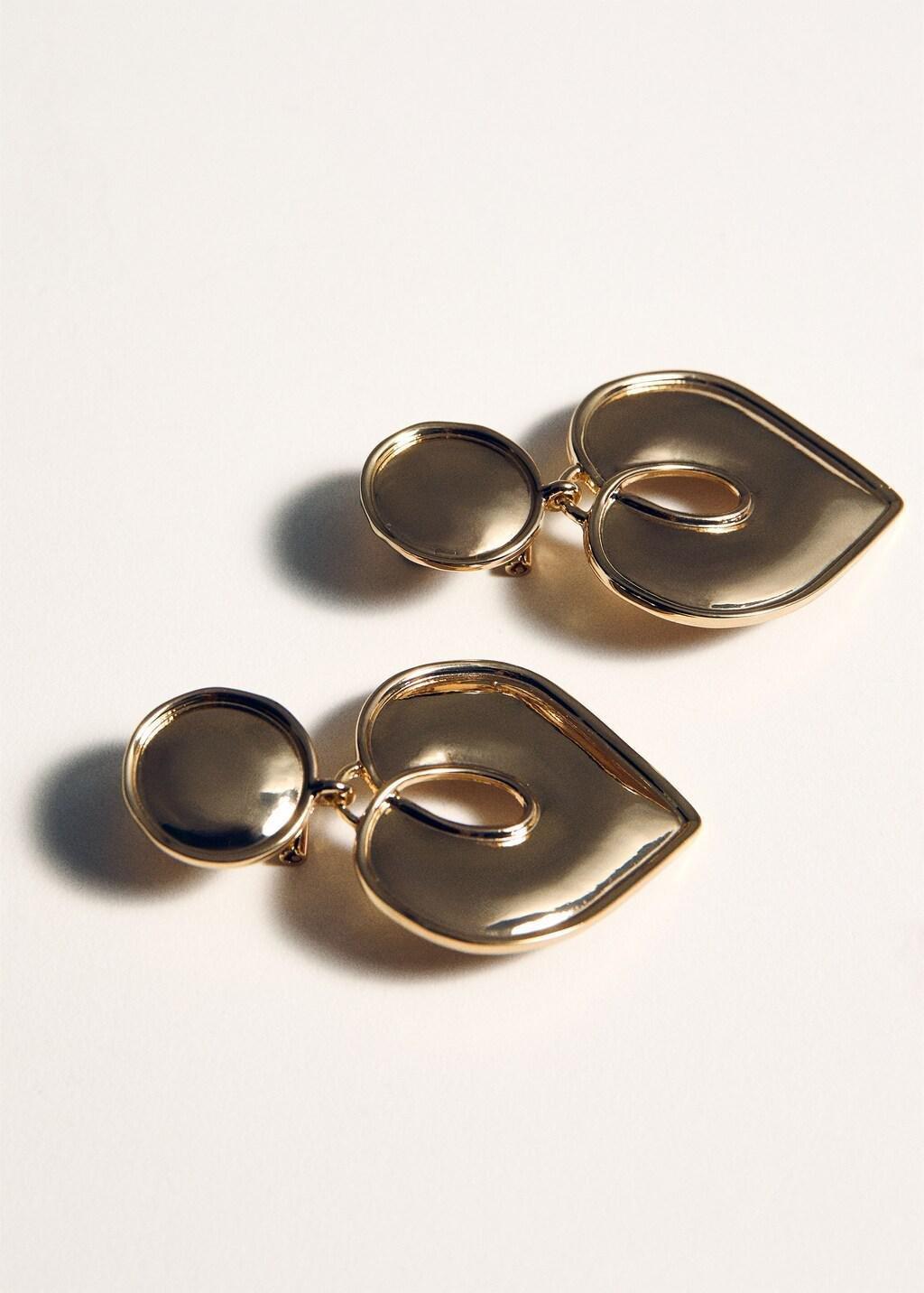 Gold Textured Heart Earrings, Gold, large image number 1