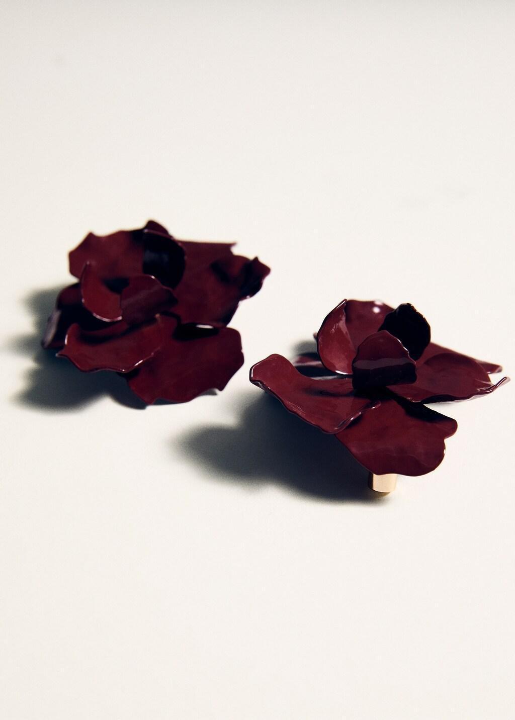 Red Flower-Design Earrings, 0201_76, large image number 1