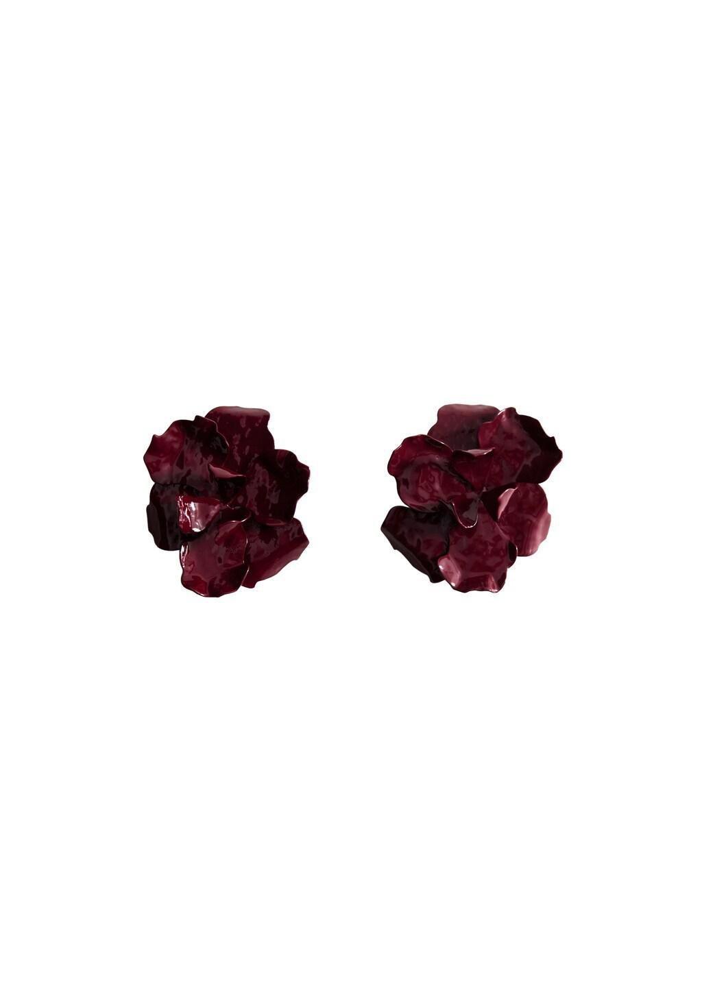 Red Flower-Design Earrings, 0201_76, large image number 2