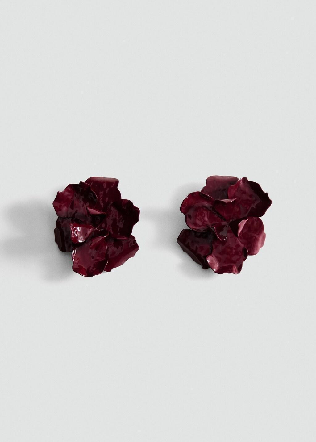 Red Flower-Design Earrings, 0201_76, large image number 3