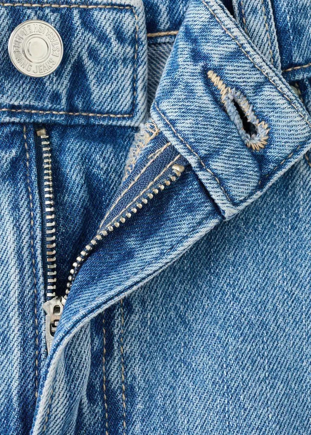 Blue High-Waisted Straight-Fit Denim Shorts, Open Blue, large image number 1