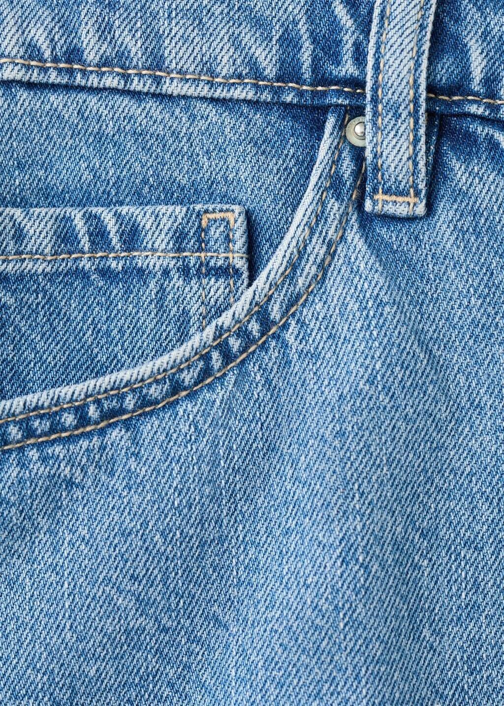 Blue High-Waisted Straight-Fit Denim Shorts, Open Blue, large image number 5