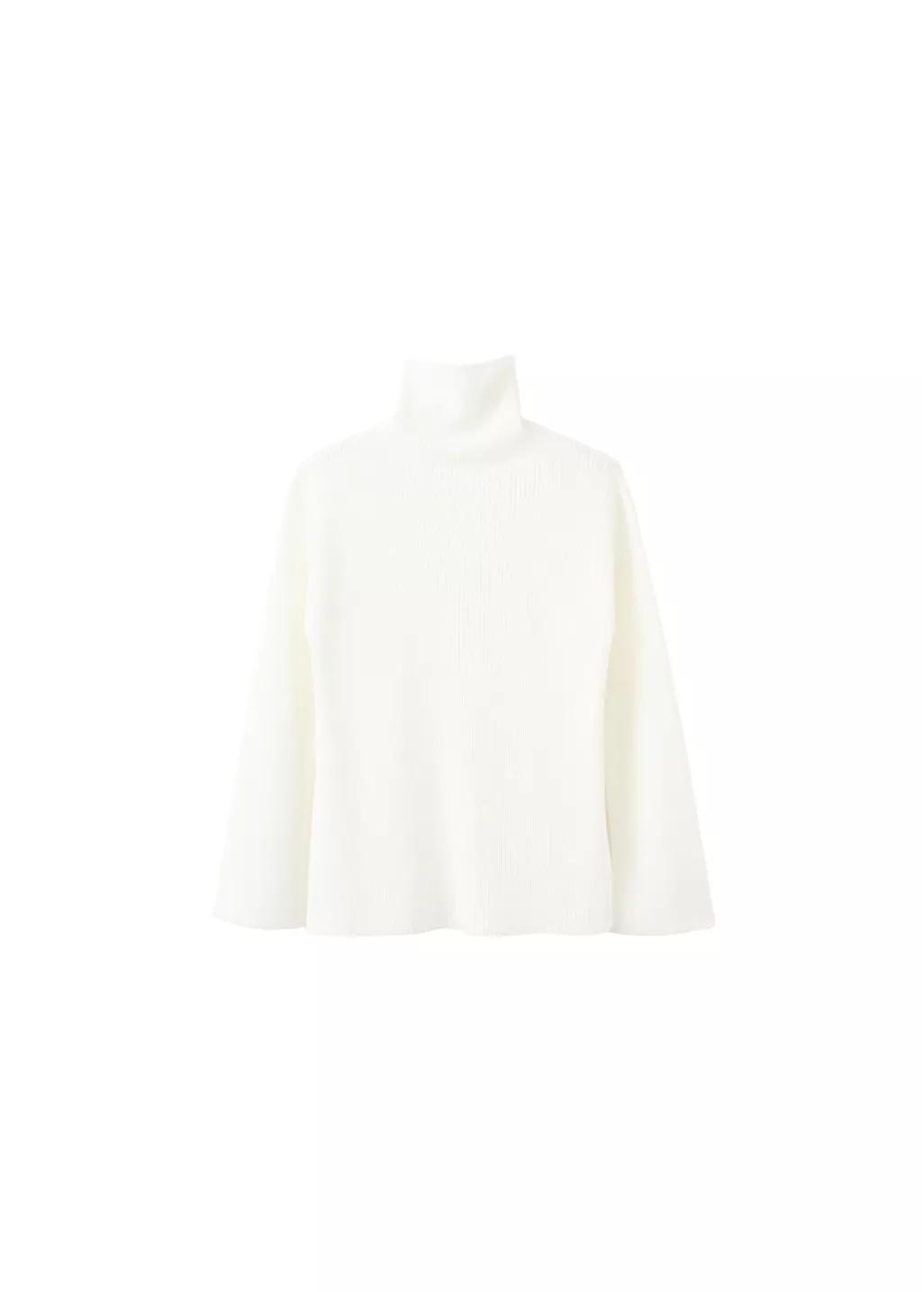White Turtleneck Knit Sweater, 0201_02, large image number 5