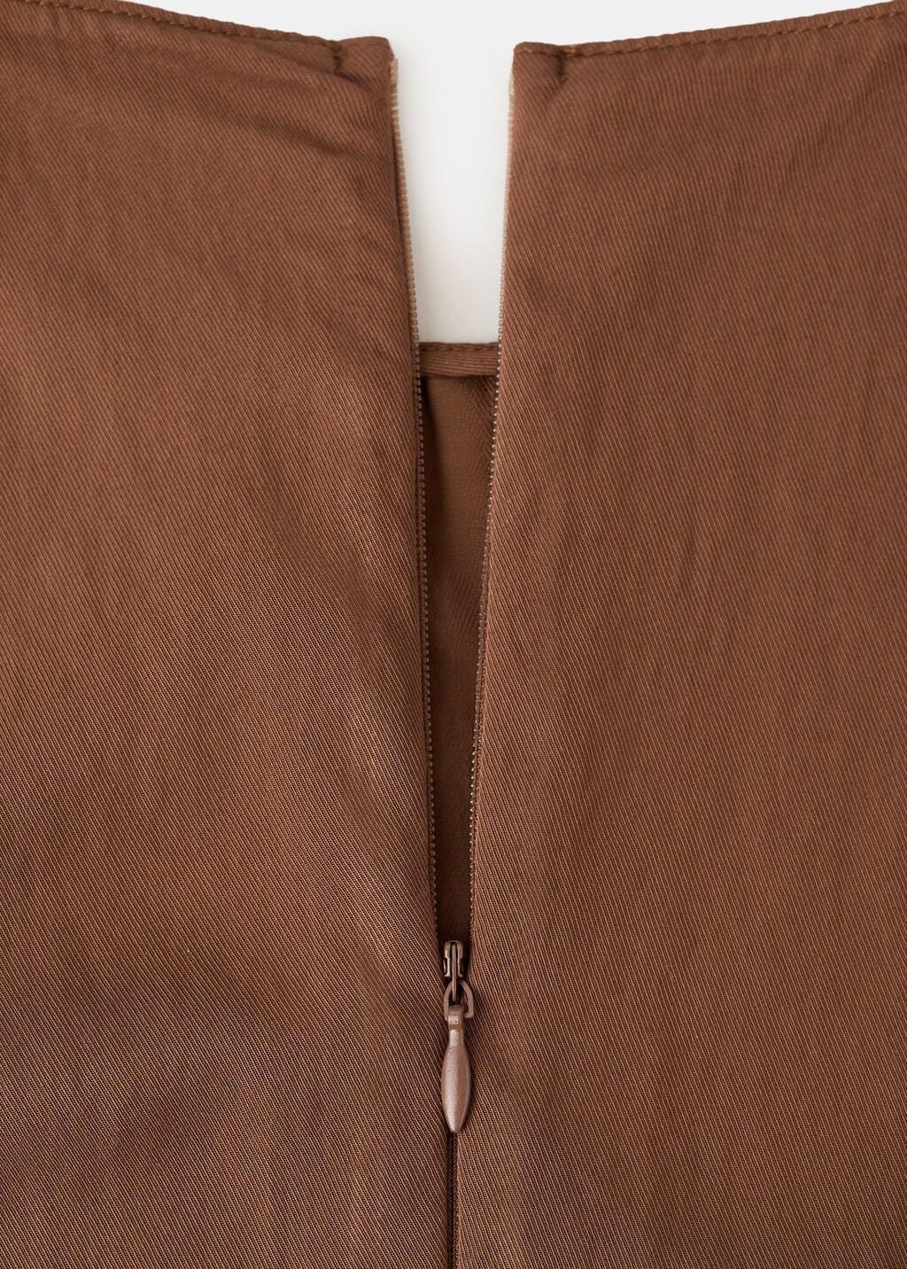 Brown Pleated A-Line Dress, 0201_30, large image number 5