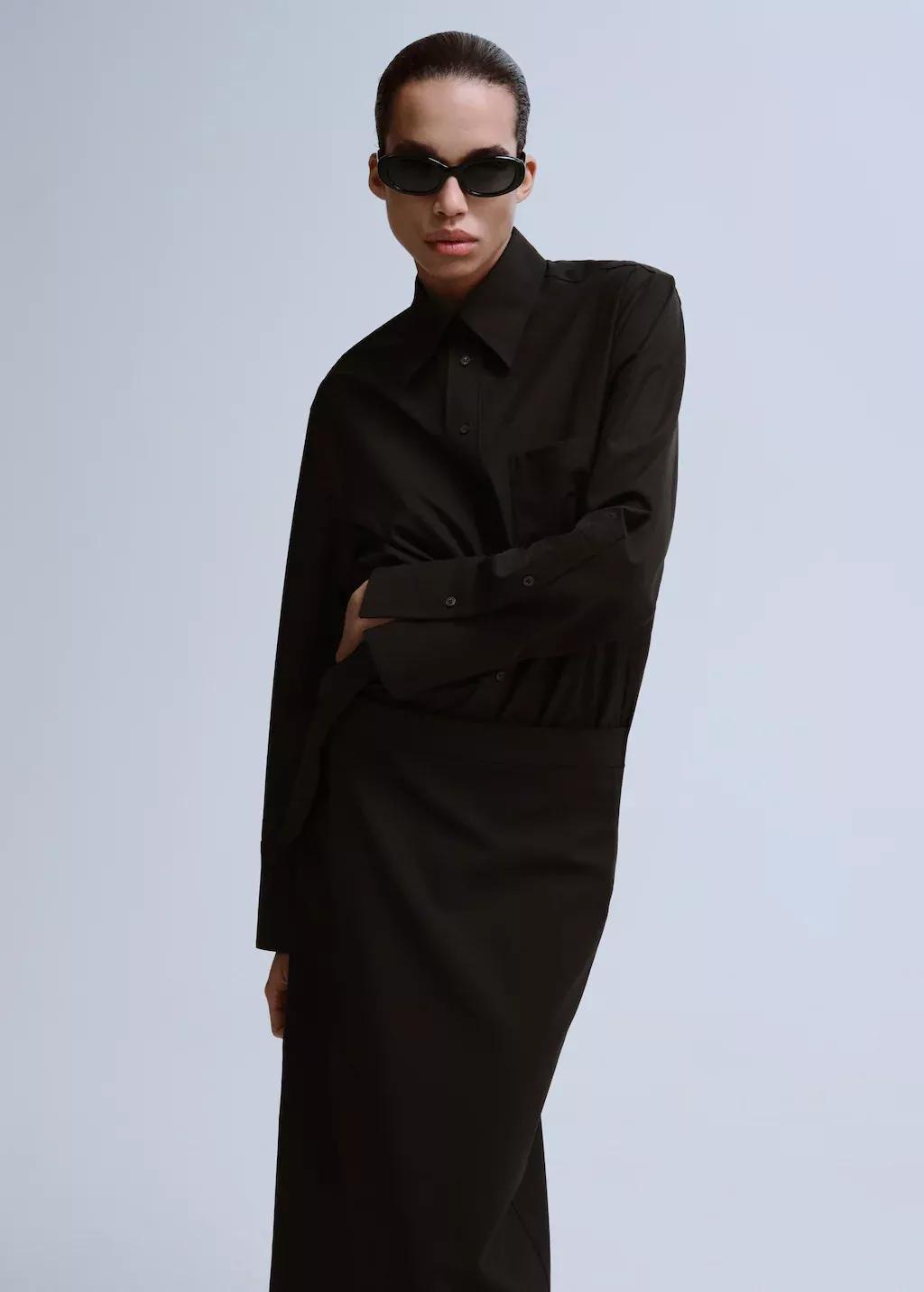 Brown Slit Wrap Skirt, Dark Brown, large image number 3