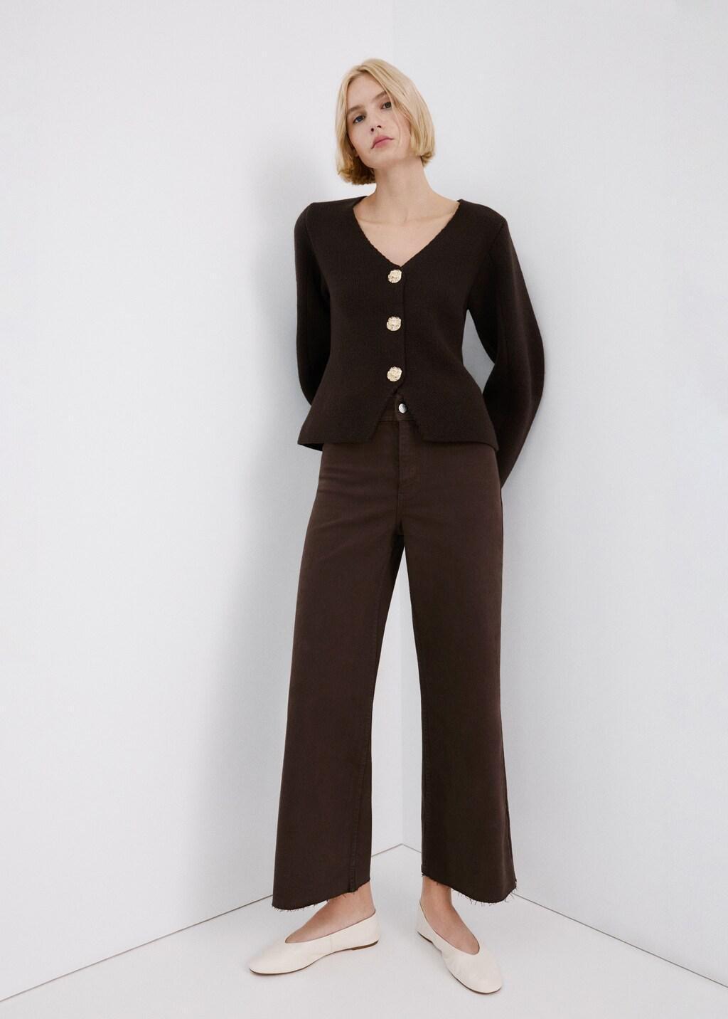 Brown Catherin Culotte High-Rise Jeans, Dark Brown, medium