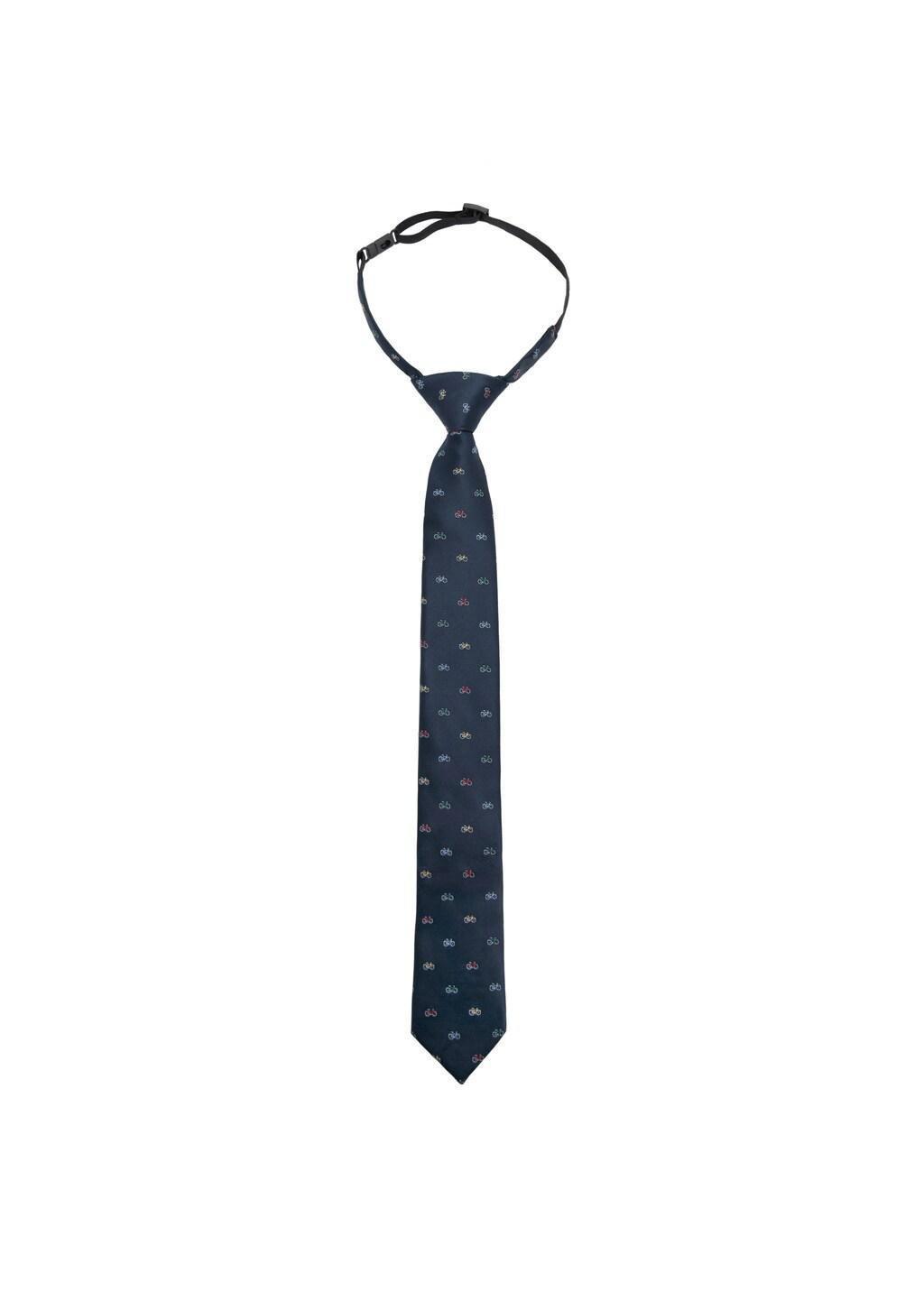 Navy Bicycle Print Tie, Kids Boys, Navy, large image number 1