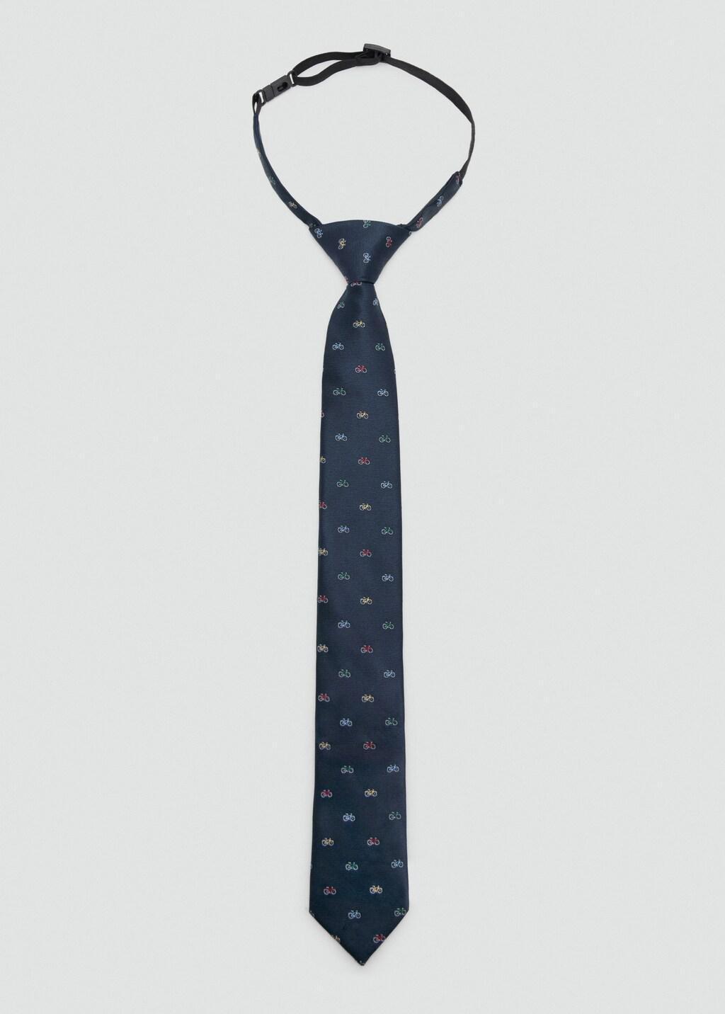 Navy Bicycle Print Tie, Kids Boys, Navy, large image number 2