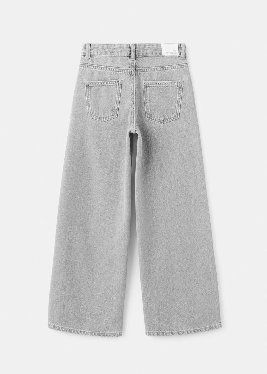 Grey Wide Leg Jeans With Studs, Kids Girls, Open Grey, large image number 1
