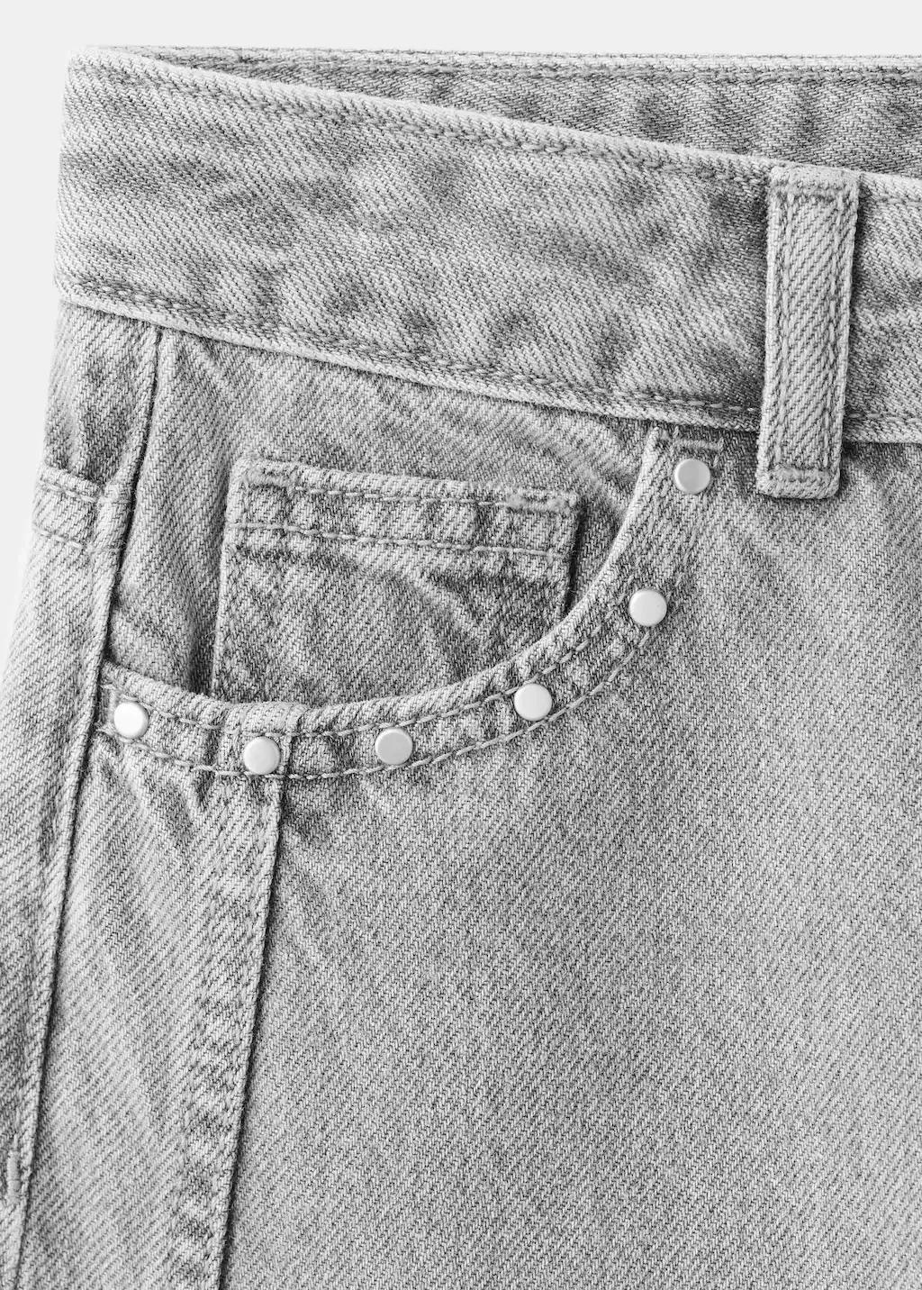Grey Wide Leg Jeans With Studs, Kids Girls, Open Grey, large image number 2