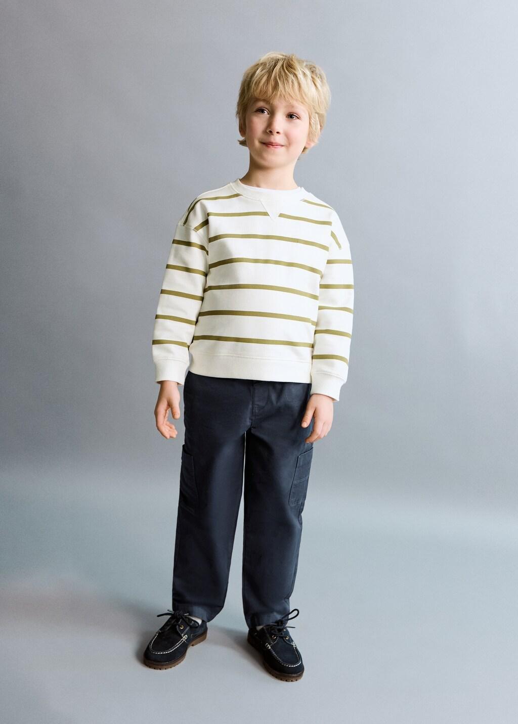 Navy Cotton Cargo Trousers, Baby Boy, Navy, medium