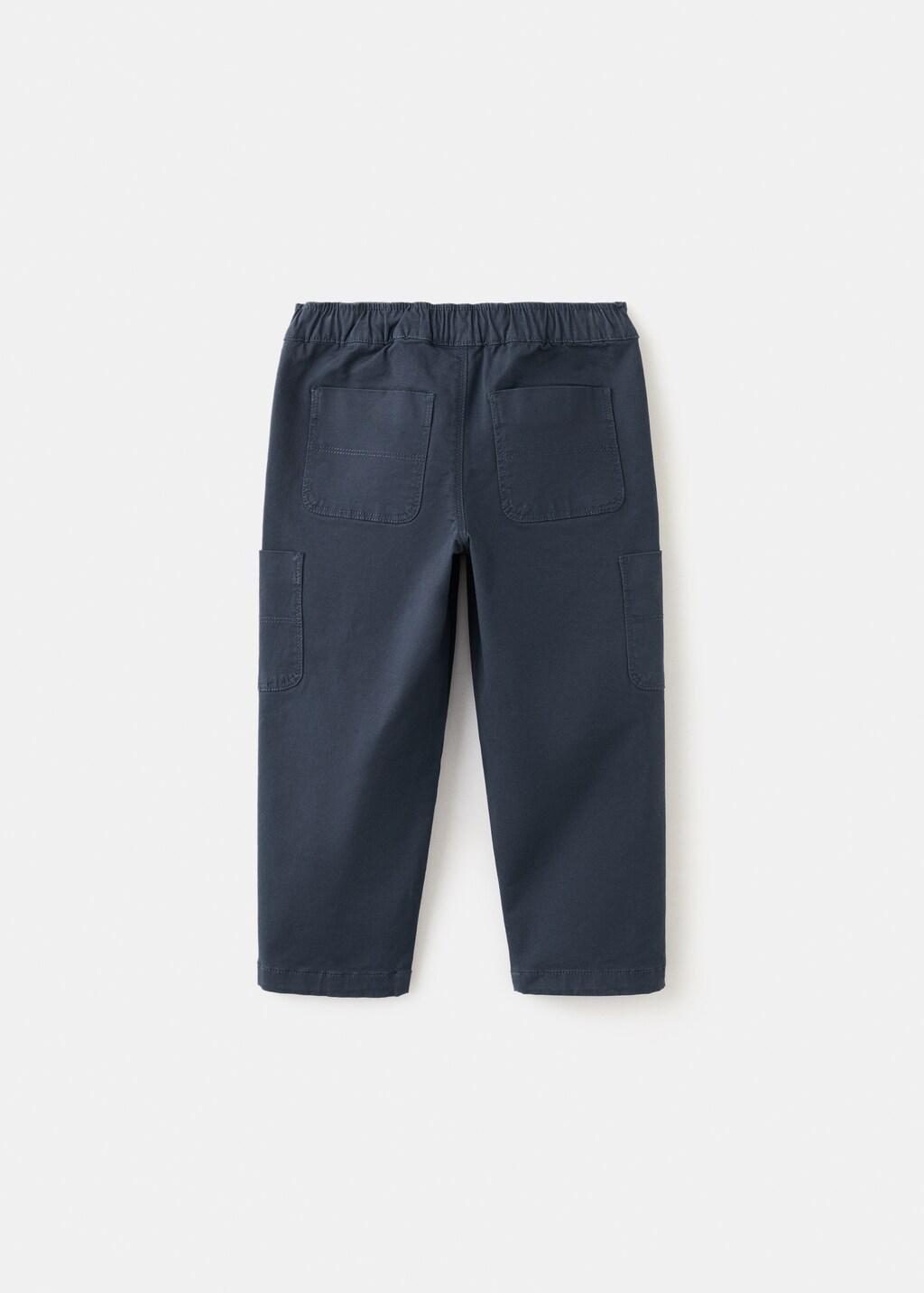 Navy Cotton Cargo Trousers, Baby Boy, Navy, large image number 2