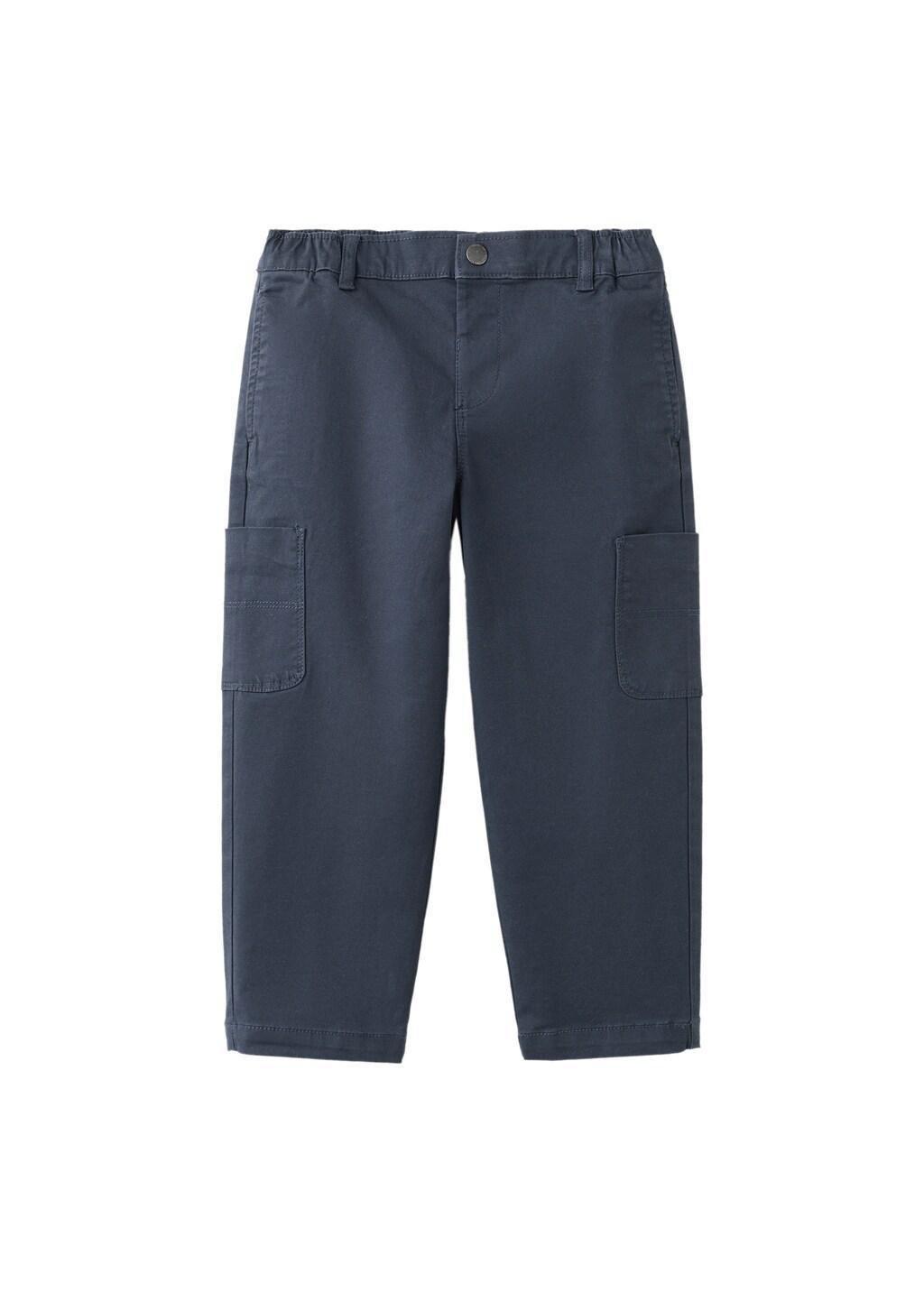 Navy Cotton Cargo Trousers, Baby Boy, Navy, large image number 4