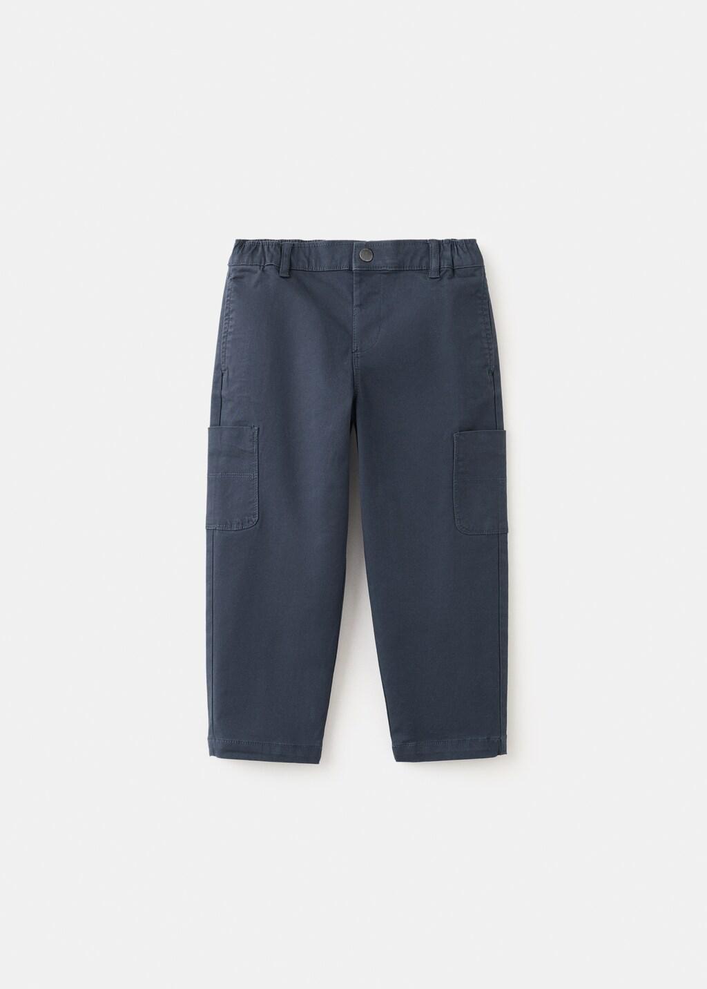 Navy Cotton Cargo Trousers, Baby Boy, Navy, large image number 5
