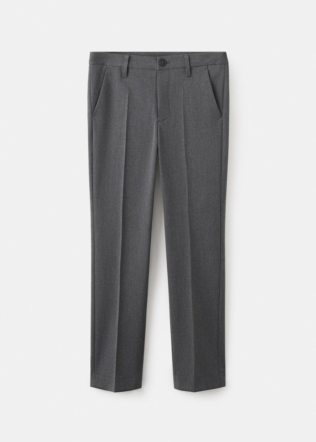 Grey Straight Suit Trousers, Kids Boys, Charcoal, large image number 1