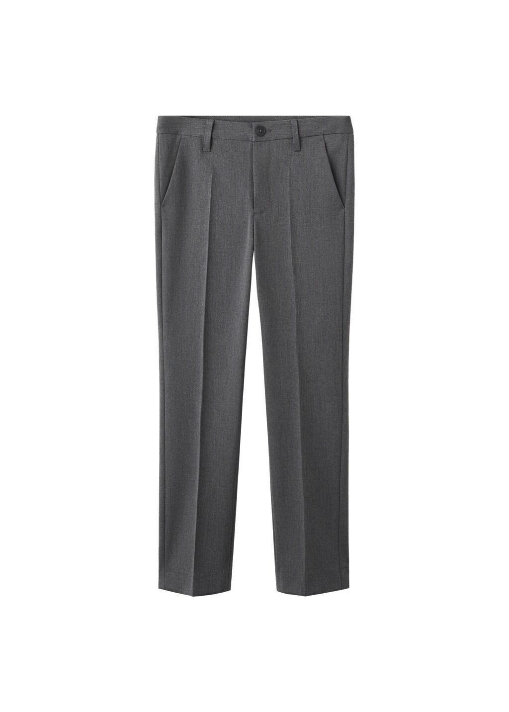 Grey Straight Suit Trousers, Kids Boys, Charcoal, large image number 2