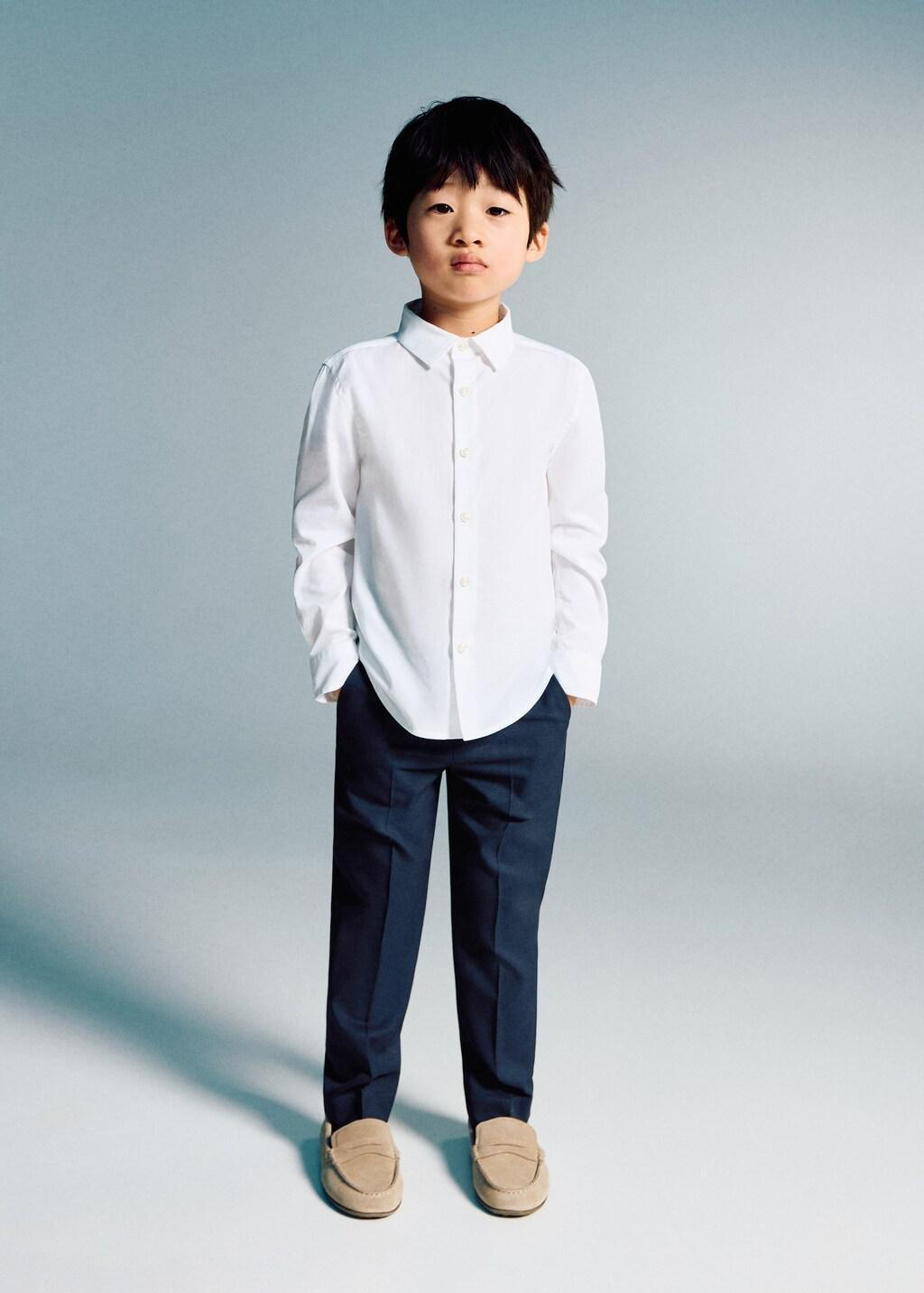 Navy Straight-Fit Suit Trousers, Baby Boy, Navy, medium