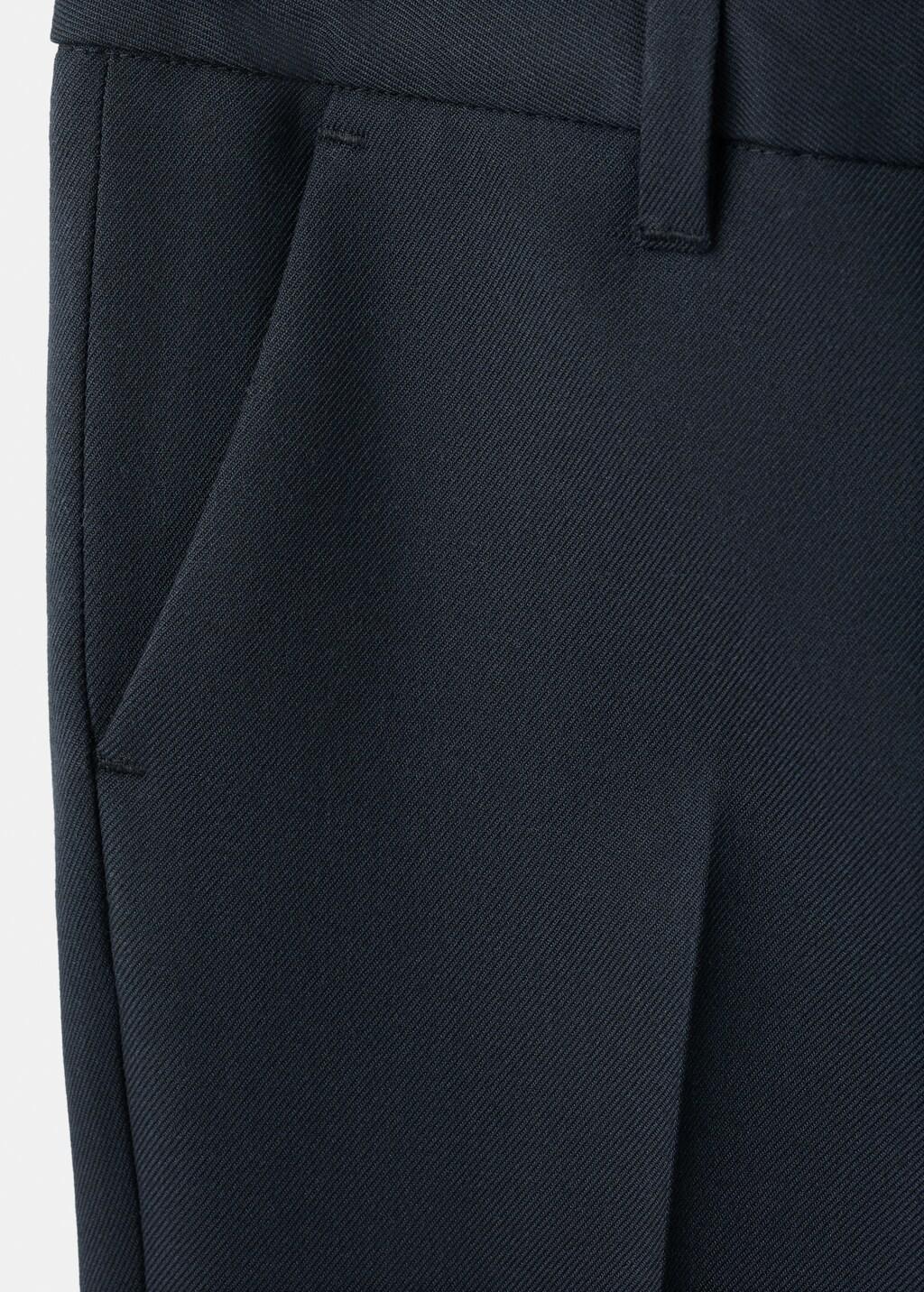 Navy Straight-Fit Suit Trousers, Baby Boy, Navy, medium