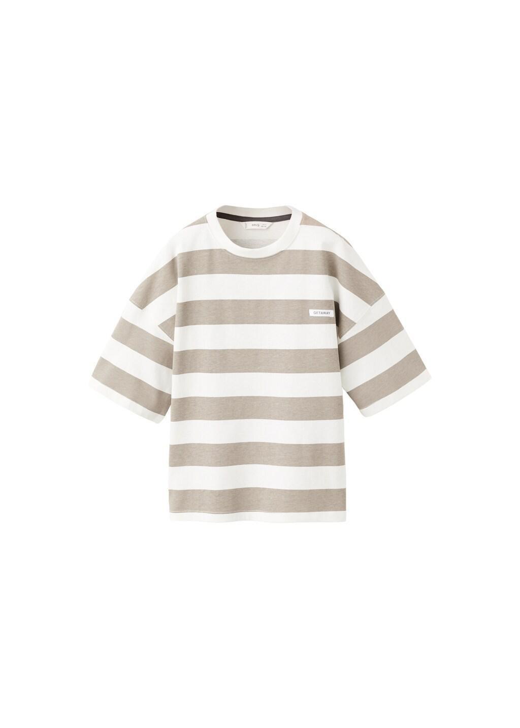 Brown Striped Cotton T-Shirt, Kids Boy, Medium Brown, large image number 2