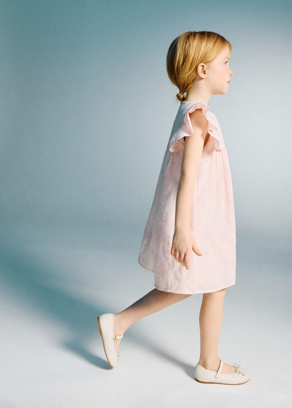 Pink Embroidered Cotton Dress With Floral Pattern, Baby Girl, Pink, large image number 0