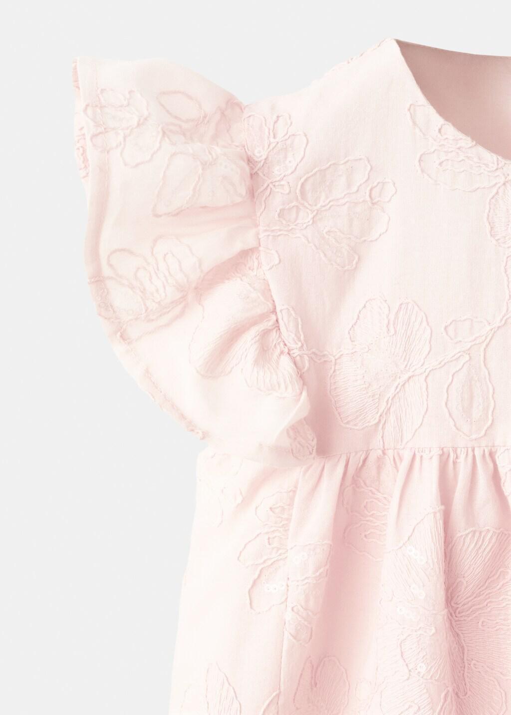 Pink Embroidered Cotton Dress With Floral Pattern, Baby Girl, Pink, large image number 1