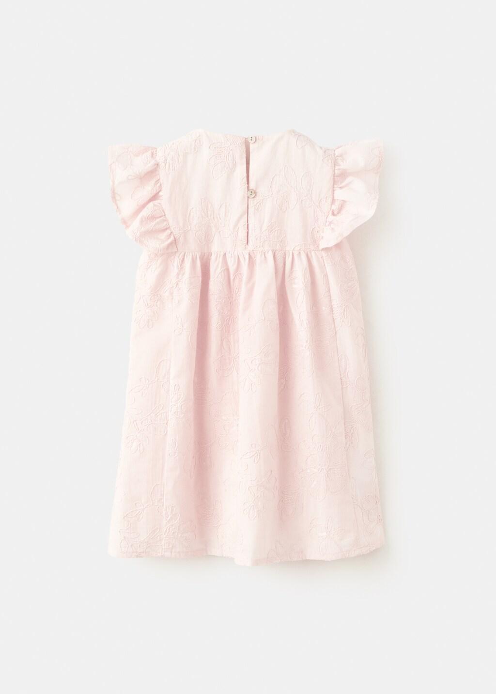 Pink Embroidered Cotton Dress With Floral Pattern, Baby Girl, Pink, large image number 2
