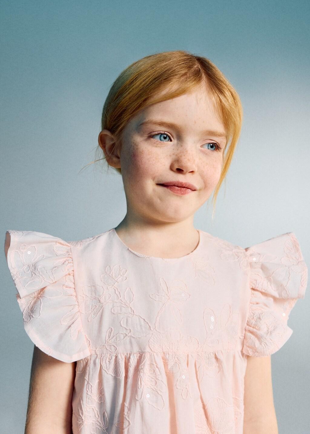 Pink Embroidered Cotton Dress With Floral Pattern, Baby Girl, Pink, large image number 3