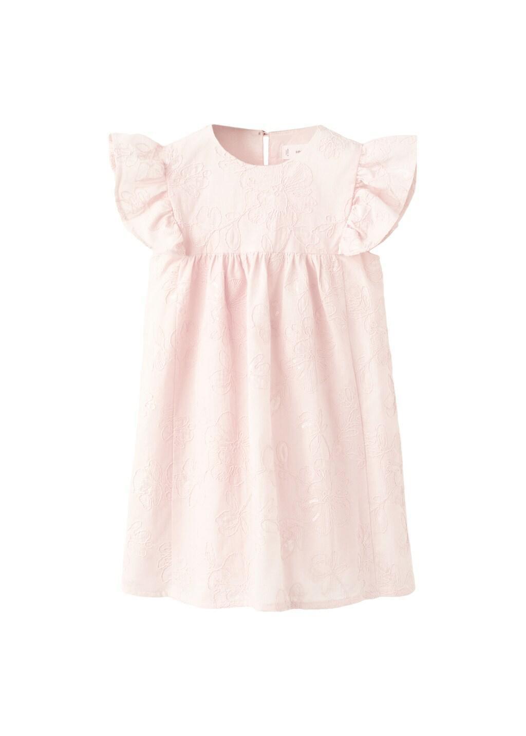Pink Embroidered Cotton Dress With Floral Pattern, Baby Girl, Pink, large image number 5