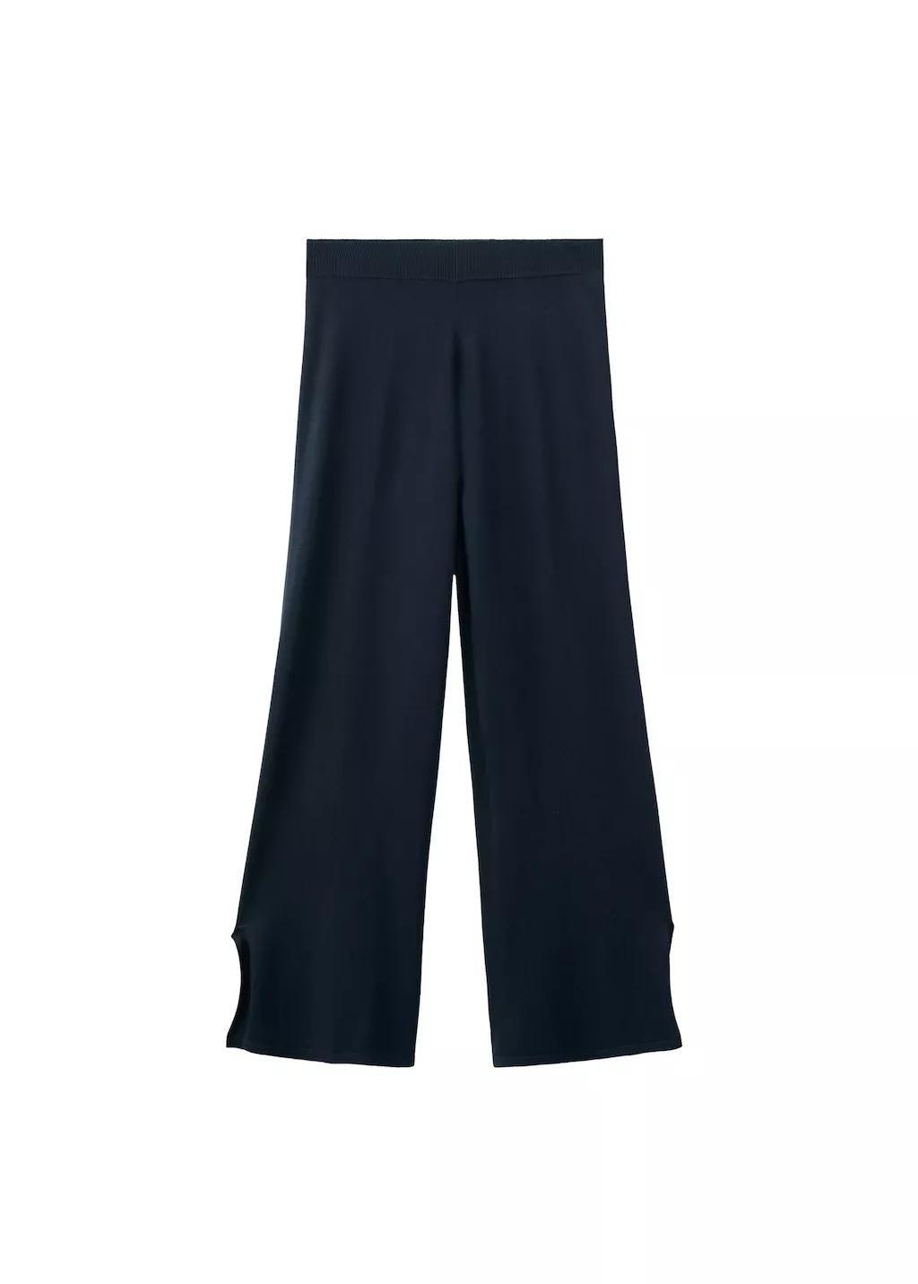 Navy Straight Knitted Trousers, 0201_56, large image number 6