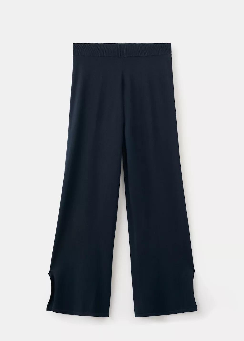 Navy Straight Knitted Trousers, 0201_56, large image number 7