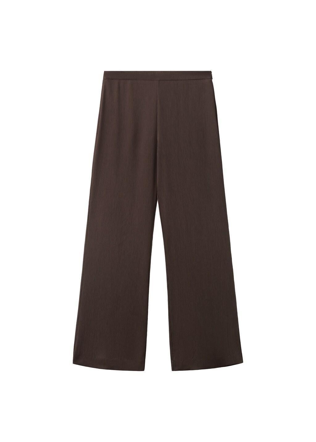 Brown Satin Straight-Fit Trousers, Dark Brown, large image number 6