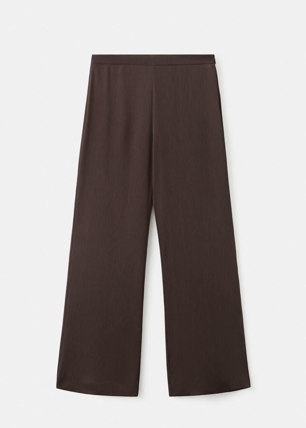 Brown Satin Straight-Fit Trousers, Dark Brown, large image number 7