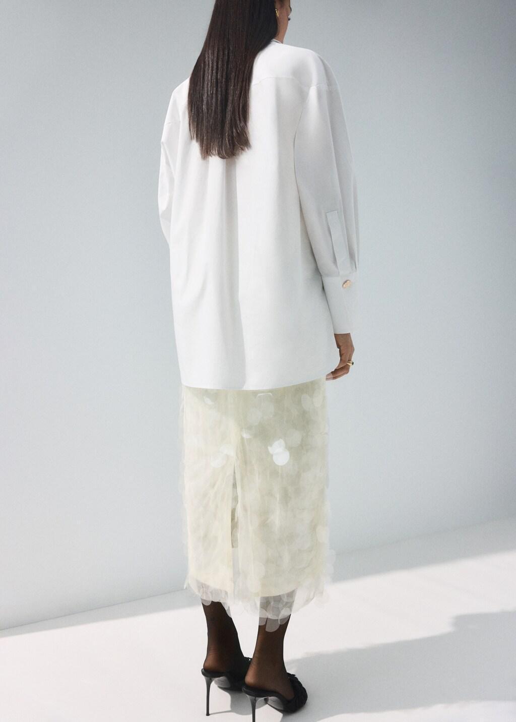 Beige Sequin Midi Skirt, Light Beige, medium