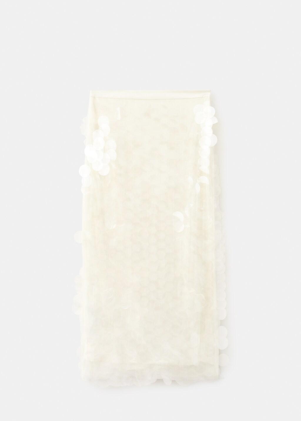 Beige Sequin Midi Skirt, Light Beige, large image number 6