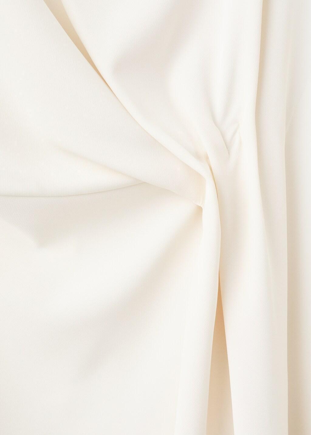 Beige A-Line Dress With Asymmetrical Neckline, Light Beige, medium