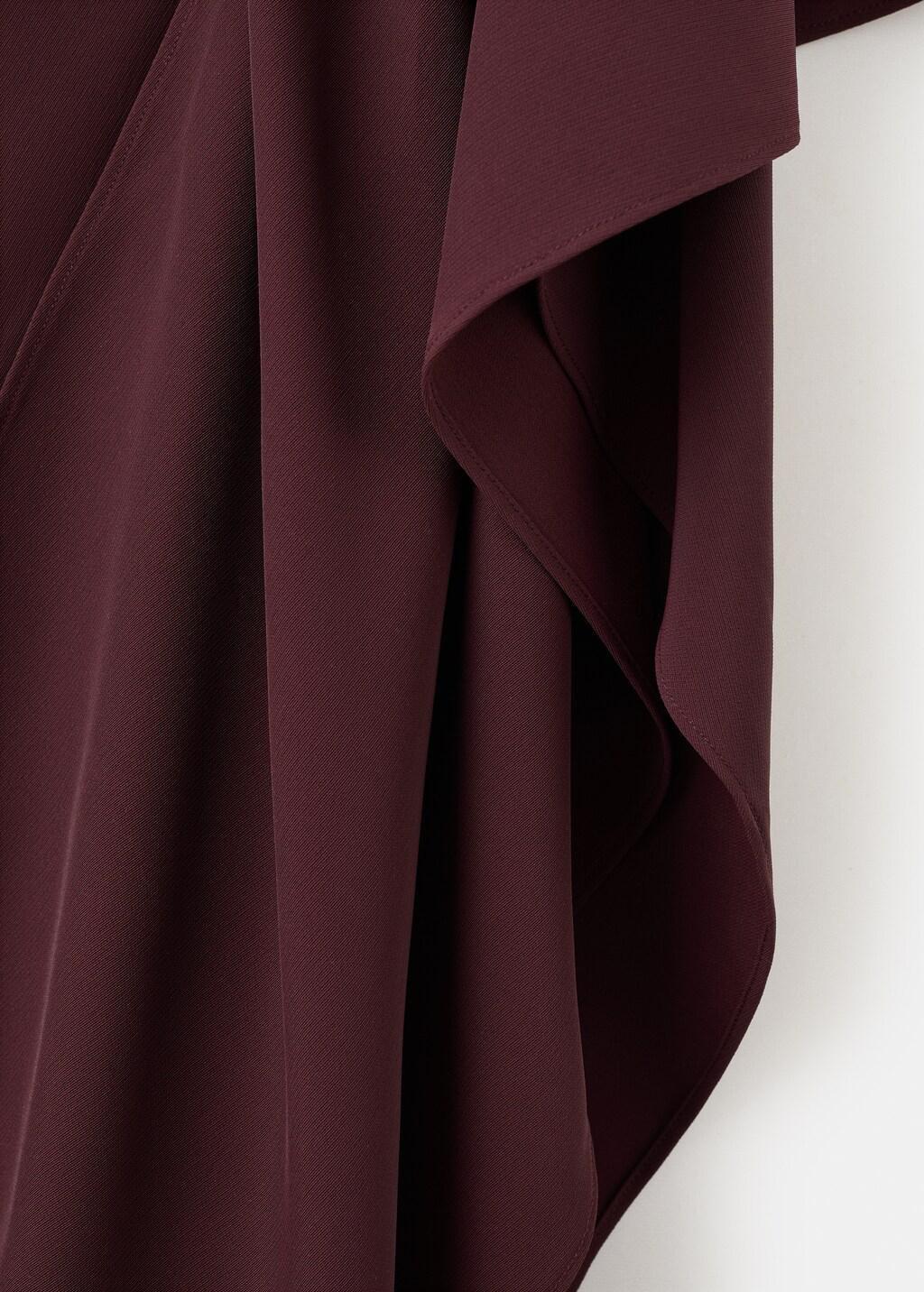 Red A-Line Dress With Asymmetrical Neckline, Dark Red, medium