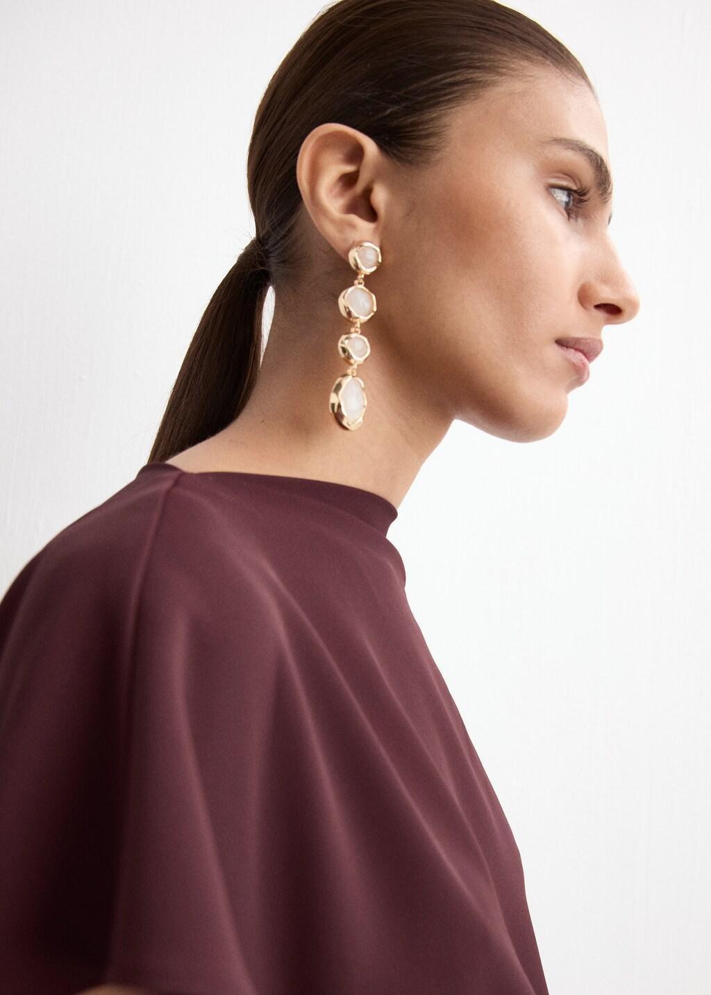 Red A-Line Dress With Asymmetrical Neckline, Dark Red, large image number 4