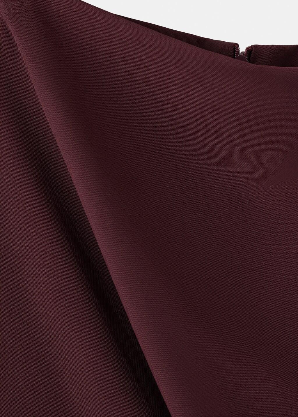 Red A-Line Dress With Asymmetrical Neckline, Dark Red, large image number 5