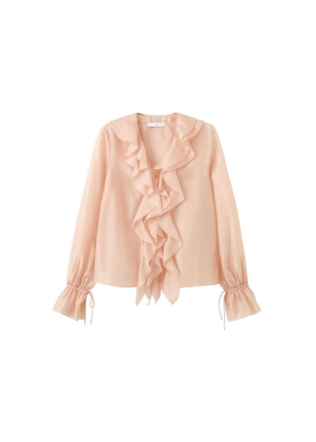 Pink Ruffled Lyocell Blouse, Light-Pastel Pink, large image number 6