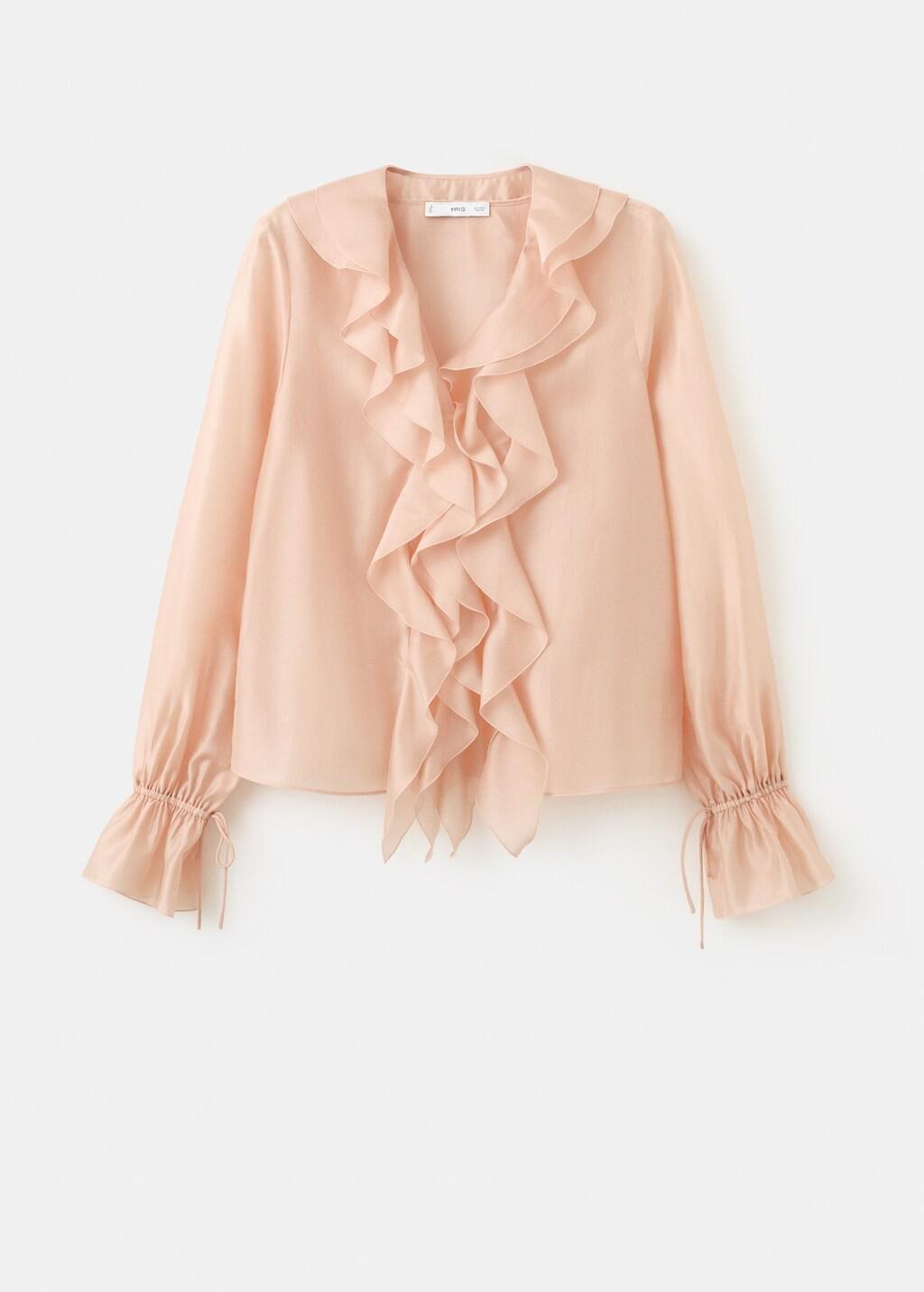 Pink Ruffled Lyocell Blouse, Light-Pastel Pink, large image number 7