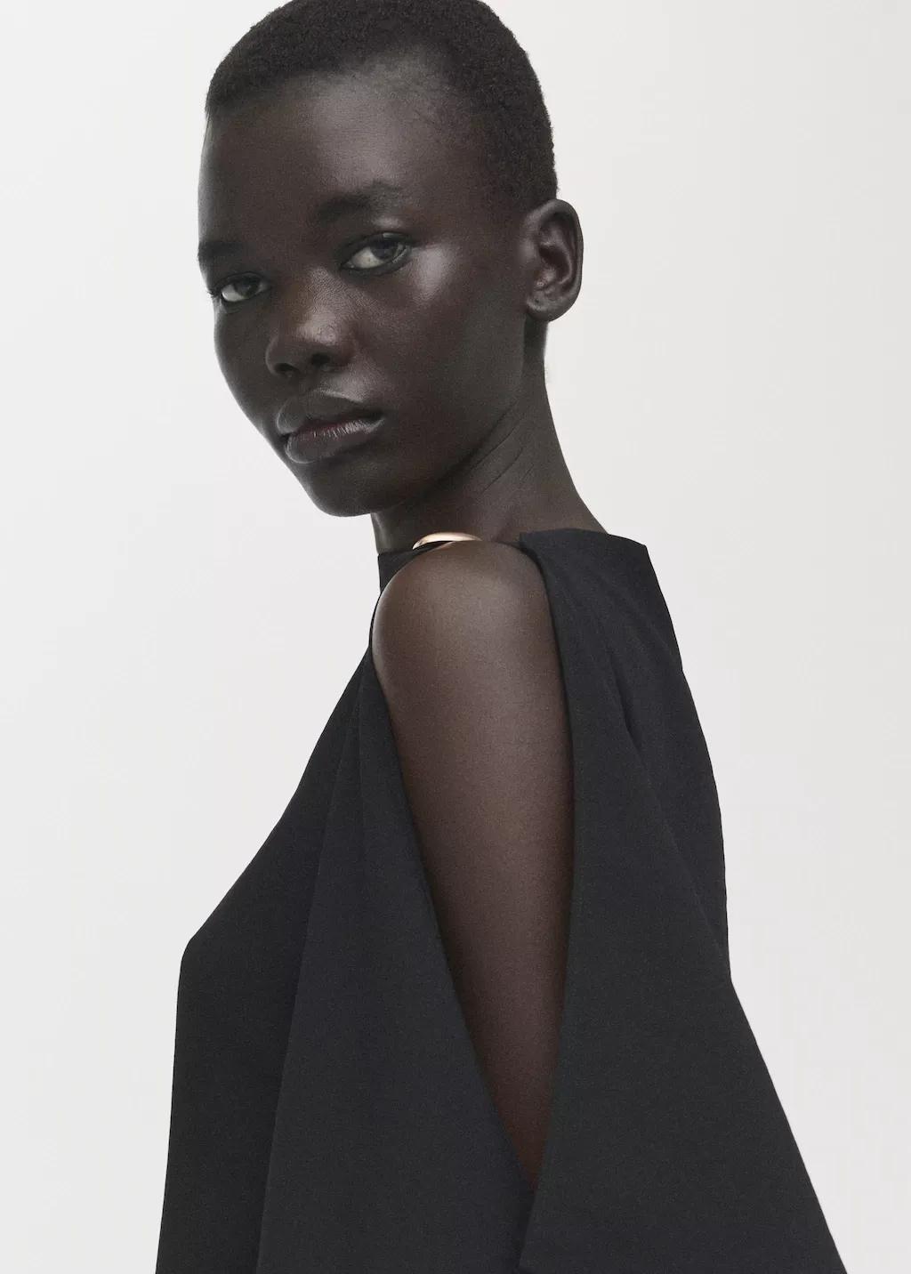 Black Blouse With Asymmetrical Neckline, Black, large image number 4