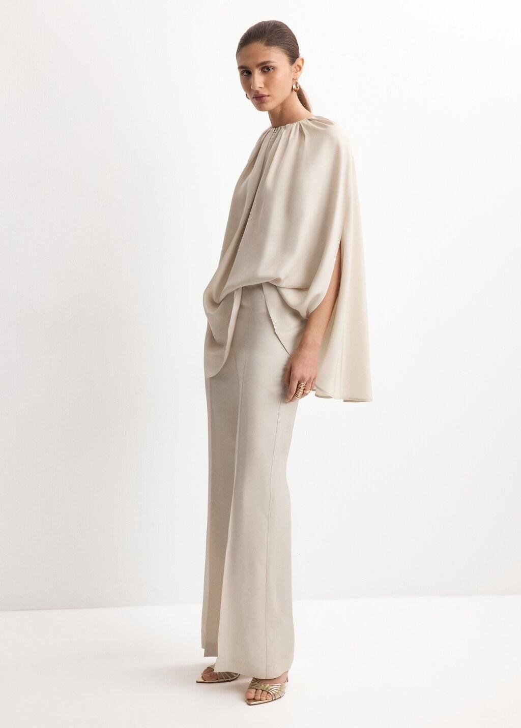 Grey Lt Pastel High-Waist Straight Trousers, Light Pastel Grey, medium