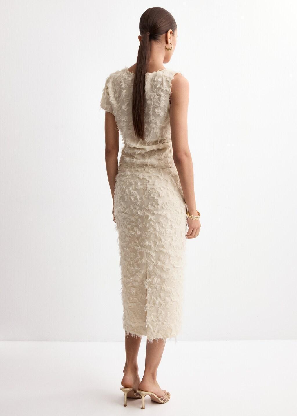 Beige Fancy Pencil Skirt, Light Beige, medium