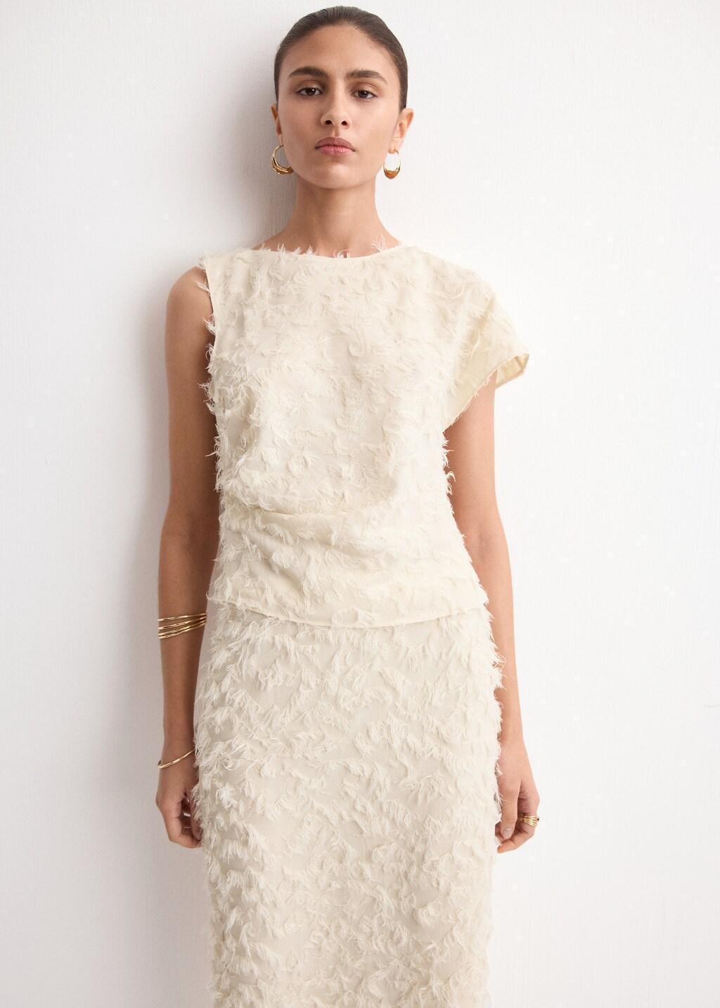 Beige Fancy Pencil Skirt, Light Beige, large image number 4