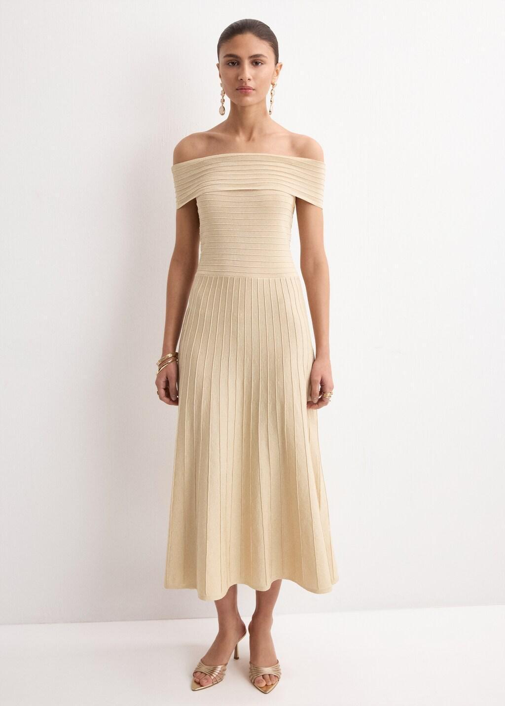 Gold Strapless Flared Dress, 0201_OR, medium