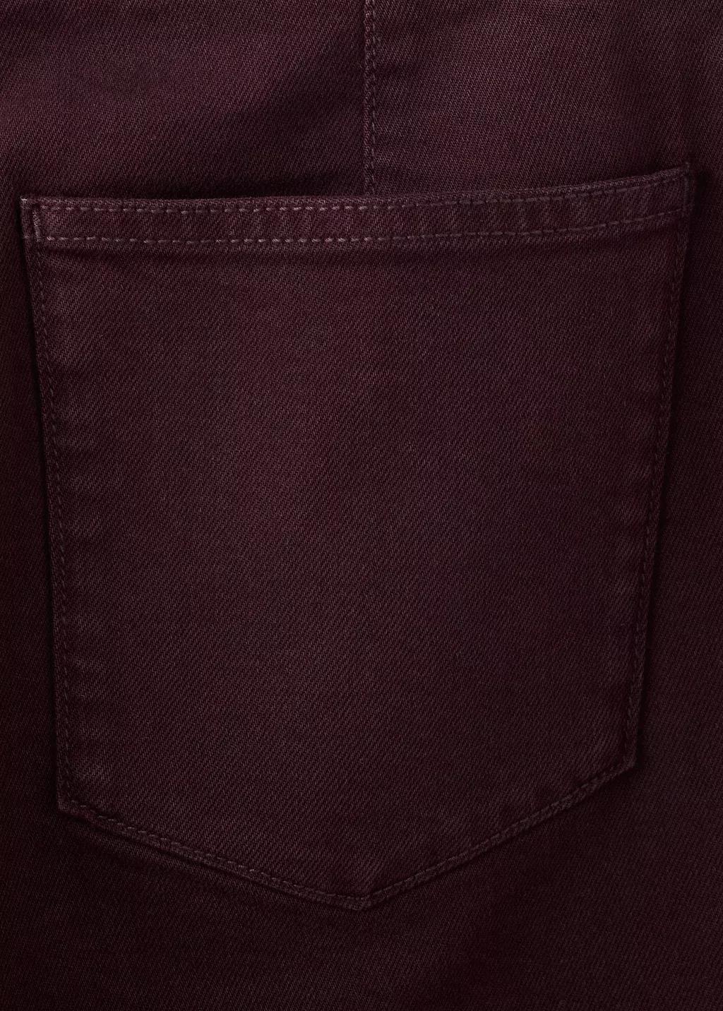 Red High-Waisted Wide Leg Jeans With Stitching, Dark Red, large image number 5