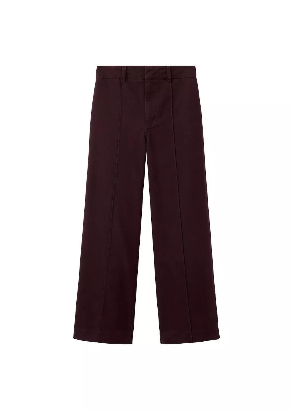 Red High-Waisted Wide Leg Jeans With Stitching, Dark Red, large image number 6