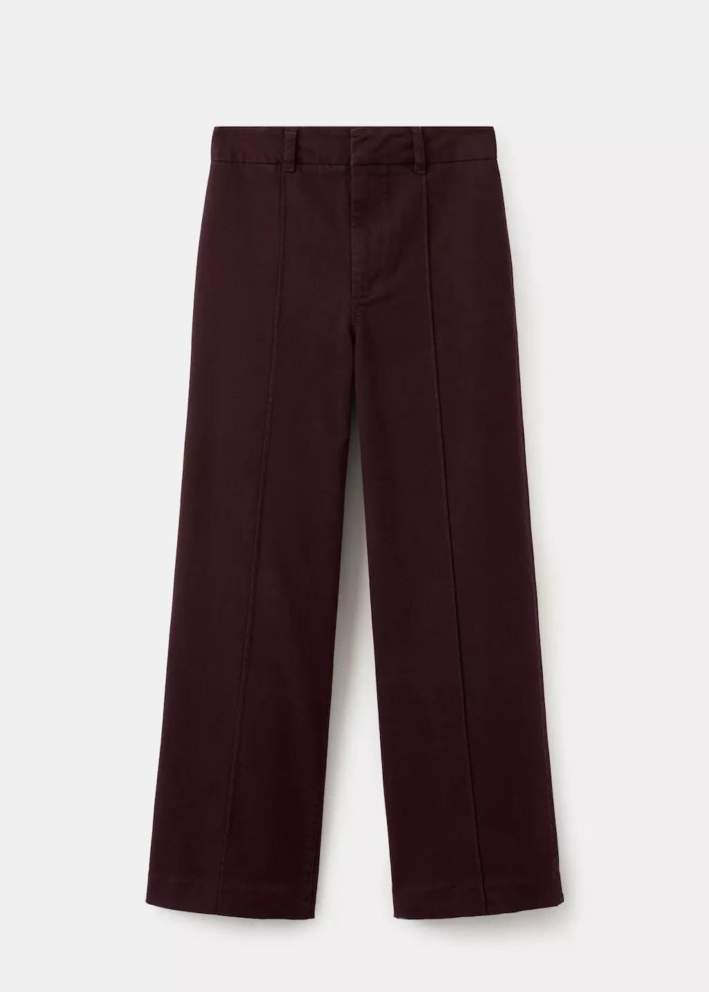 Red High-Waisted Wide Leg Jeans With Stitching, Dark Red, large image number 7