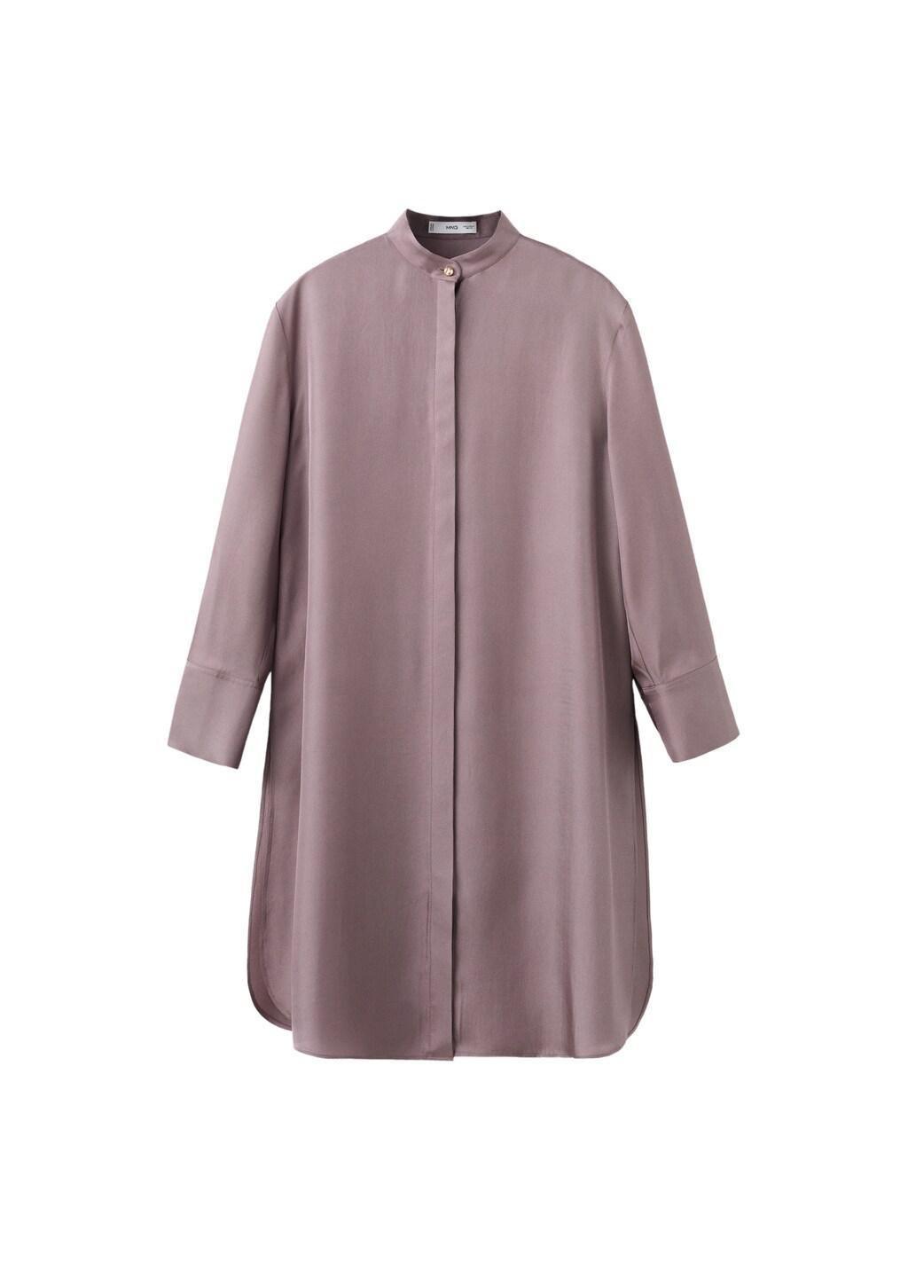 Pink Lt Pastel Long Shirt With Stand Collar, Light-Pastel Pink, large image number 7