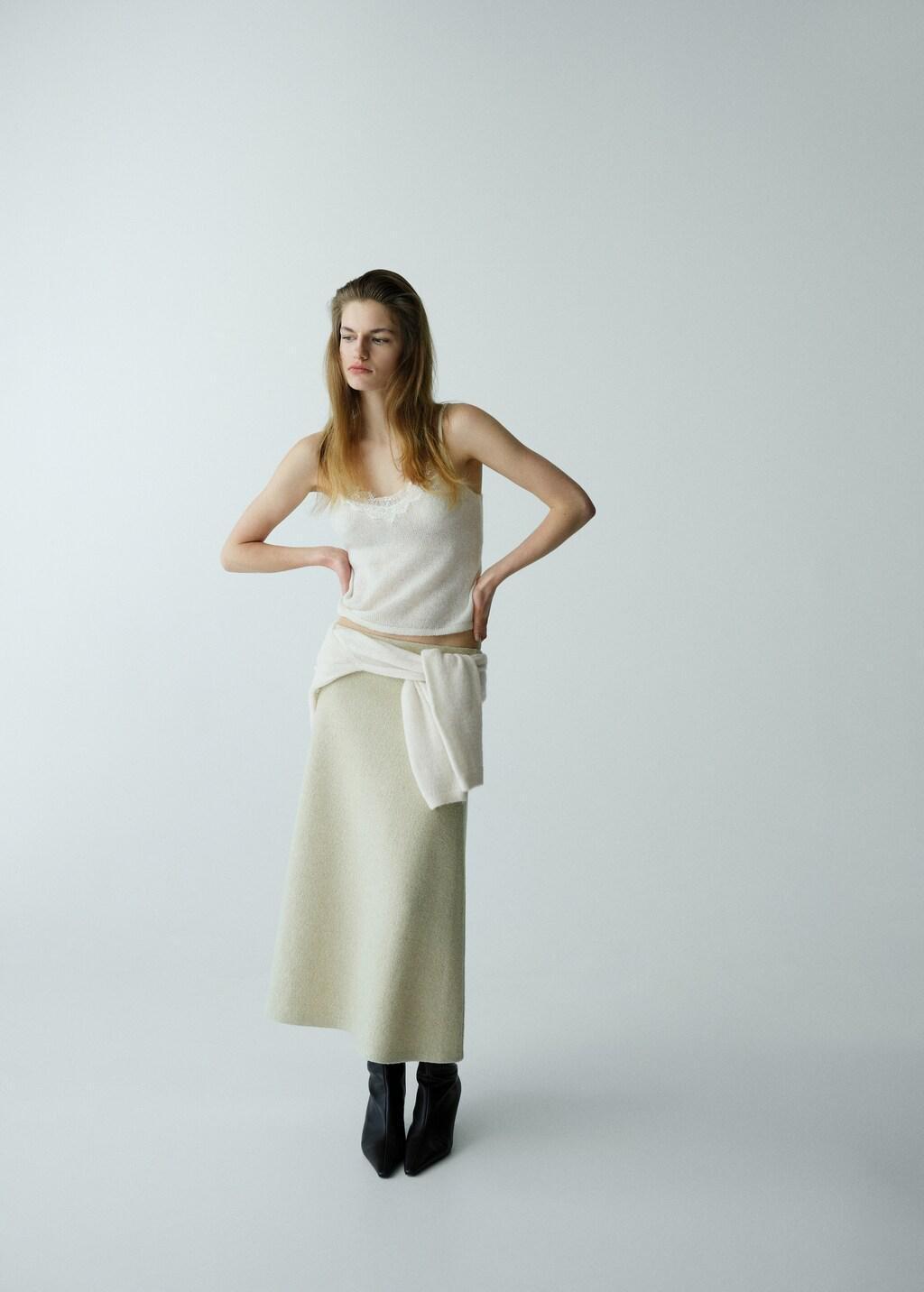 Beige Top With Lace Neck, Light Beige, large